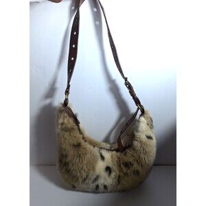 Bueno Faux Fur Hoho Crossbody Purse Leather Ajustable Strap Cheetah Furry Y2K